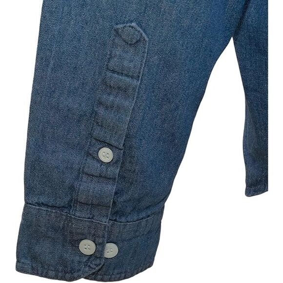Woodland Creek Men's Denim Long Sleeve Button Down Shirt in Blue, Medium - Picture 4 of 6